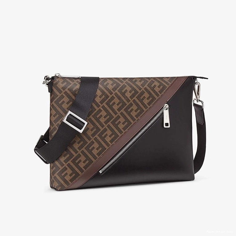 Affordable Brown In Slim Bag FF Motif Messenger Fendi Fabric 0708